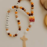 Jesus Loves You—Brown | Custom Baby Rosary