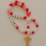 Jesus Loves You—Pink | Custom Baby Rosary