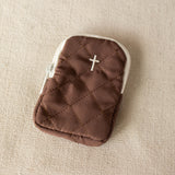 Brown Cross Rosary Pouch